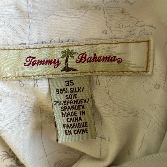 Mens Tommy Bahamas Tan Silk Trousers Size 35 - Picture 4 of 5